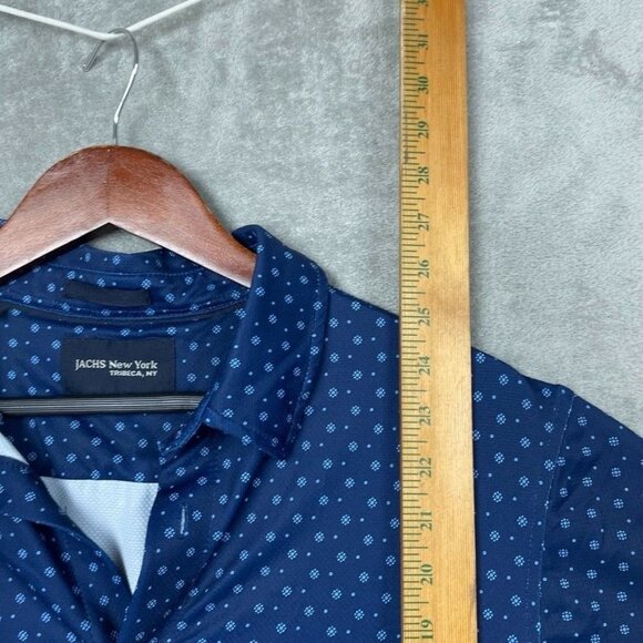Jachs New York Mens Navy Blue Button-Up Shirt Large Polka Dot a1502 - Picture 2 of 8